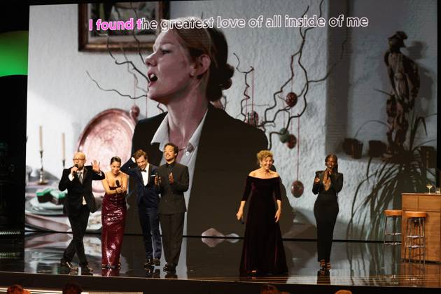Deutscher Filmpreis 2024 Ivy Quainoo. Aurel Mertz, Gizem Emre, Tobias Krell (Checker Tobi), Margarita Broich und Jasna Fritzi Bauer bei der Verleihung der Lola - Deutscher Filmpreis 2024 im Theater am Potsdamer Platz in Berlin 03.05.2024 Copyright: xEventpressx
