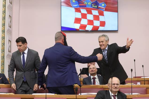 News Bilder des Tages Zagreb: 11th convocation of the Croatian Parliament One month after the parliamentary election, the constituent session of the new, 11th convocation of the Croatian Parliament took place at the headquarters in St Mark Square, in Zagreb, Croatia, on May 16, 2024. RobertxAnic PIXSELL