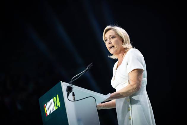 Bilder des Jahres 2024, News 05 Mai Marine Le Pen attends Europa Viva , political event hosted by Spanish right-wing party VOX in collaboration with different european and international political parties and movements at Palacio Vistalegre in Madrid, May 19, 2024. (2024051938)