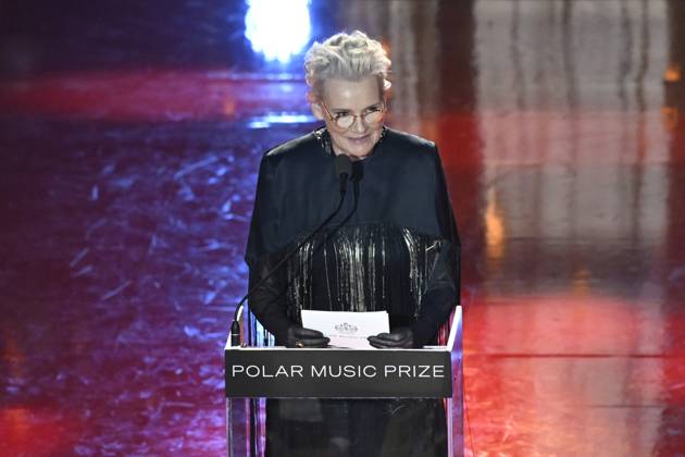 STOCKHOLM, SWEDEN 20240521 Eva Dahlgren addresses Esa Pekka Salonen at the Polar Prize 2024 at the Grand Hotel in Stockholm STOCKHOLM SWEDEN x10070x  Copyright: xJessicaxGow TTx POLARPRISET 2024 666sQuaxpsI