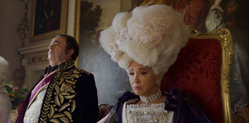 Hugh Sachs and Golda Rosheuvel Los Angeles.CA.USA. Hugh Sachs and Golda Rosheuvel (as Queen Charlotte) in a scene in the (C) Netflix romantic drama Bridgerton TV) (2024) S3E1 Season 3 Start date:2020 The series about the adventures of eight families set in the early 19th century England. LMK112-200524-001 Supplied by LMKMEDIA. Editorial Only. Landmark Media is not the copyright owner of these Film or TV stills but provides a service only for recognised Media outlets.