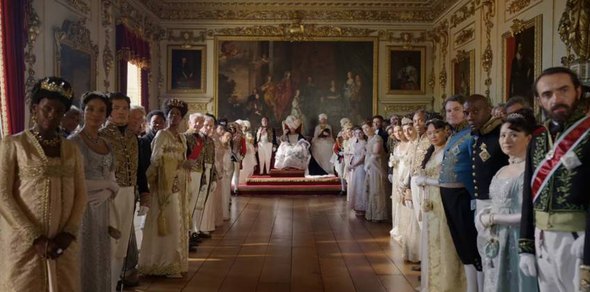 Hugh Sachs and Golda Rosheuvel Los Angeles.CA.USA. Hugh Sachs and Golda Rosheuvel (as Queen Charlotte) in a scene in the (C) Netflix romantic drama Bridgerton TV) (2024) S3E1 Season 3 Start date:2020 The series about the adventures of eight families set in the early 19th century England. LMK112-200524-001 Supplied by LMKMEDIA. Editorial Only. Landmark Media is not the copyright owner of these Film or TV stills but provides a service only for recognised Media outlets.