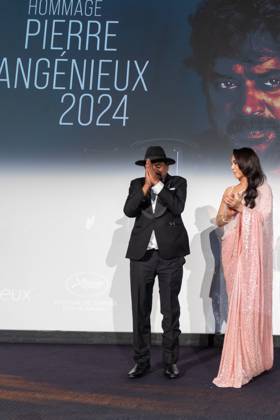 Cannes - Pierre Angenieux Prize Award Ceremony 2024 Pierre Angenieux Prize award ceremony with Santosh Sivan and Preity Zinta on stage during the 77th annual Cannes Film Festival at the Palais des Festivals, Saturday, May 24, 2024 in Cannes, France. Photo by Cyril Chateau ABACAPRESS.COM Cannes France Copyright: xChateauxCyril ABACAx
