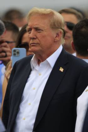 CHARLOTTE, NC - MAY 26: Former President of the United States of America Donald Trump on pit road prior to the running of the NASCAR Cup Series Coca-Cola 600 on May 26, 2024 at Charlotte Motor Speedway in Charlotte, NC. (Photo by Jeff Robinson Icon Sportswire) EDITORIAL USE ONLY Icon1045694184