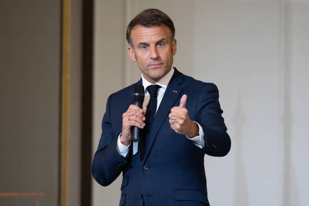 Award ceremony No to bullying at the Elysee - Paris French President Emmanuel Macron during the award ceremony No to bullying rewarding students involved in the fight againt cyberbullying at the French Elysee Presidential Palace, in Paris on May 29, 2024. Photo by Raphael Lafargue ABACAPRESS.COM Paris France  Copyright: xLafarguexRaphael ABACAx