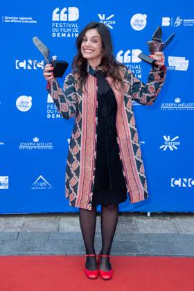 Vierzon Winners Photocall Margherita Vicario posing with her Award as Best Director for the movie Gloria during the Winners Photocall as part of the Festival du Film de Demain in Vierzon, France on June 02, 2024. Photo by Aurore Marechal ABACAPRESS.COM Vierzon France  Copyright: xMarechalxAurore ABACAx