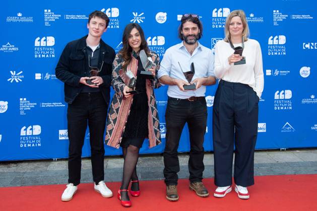 Vierzon Winners Photocall Paul Lenoir posing with his Award for the Best Short Movie with the movie Qui Ne Dit Mot, Vincent Cappello posing with his Honorable Mention Award for the movie Nouveau Monde, Margherita Vicario posing with her Award as Best Director for the movie Gloria, Jennifer Devoldere posing with her Audience Award for the movie Le Panache during the Winners Photocall as part of the Festival du Film de Demain in Vierzon, France on June 02, 2024. Photo by Aurore Marechal ABACAPRESS.COM Vierzon France  Copyright: xMarechalxAurore ABACAx