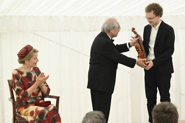 Presentation of prizes to the winners of the Queen Elisabeth Competition 2024 BRUSSELS, BELGIUM - JUNE 04: Presentation of prizes to the winners of the twentieth edition of the Queen Elisabeth Competition dedicated to the violin in the presence of Queen Mathilde. First Prize 2024 (Queen Elisabeth International Grand Prix) : Dmytro Udovychenko (Ukraine) on June 04, 2024 in Brussels, Belgium, 04 06 2024 Brussels Belgium  Copyright: xDidierxLebrunx