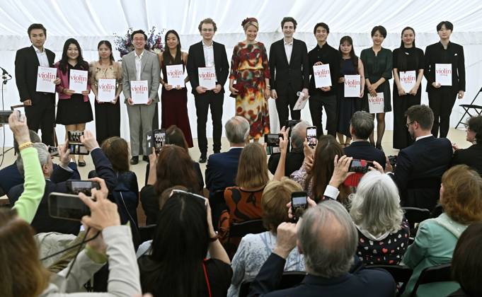 Presentation of prizes to the winners of the Queen Elisabeth Competition 2024 BRUSSELS, BELGIUM - JUNE 04: Presentation of prizes to the winners of the twentieth edition of the Queen Elisabeth Competition dedicated to the violin in the presence of Queen Mathilde. First Prize 2024 (Queen Elisabeth International Grand Prix) : Dmytro Udovychenko (Ukraine) Second prize 2024: Joshua Brown (USA) Third prize 2024: Elli Choi (USA) on June 04, 2024 in Brussels, Belgium, 04 06 2024 Brussels Belgium  Copyright: xDidierxLebrunx
