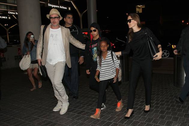Brad Pitt and Angelina Jolie with their children Maddox and Zahara seen leaving LAX 120345, Brad Pitt and Angelina Jolie with their children Maddox and Zahara seen leaving LAX. Los Angeles, California - June 6, 2014.,  Copyright: xBruja JeffxSteinberg,xPacificCoastNewsx xAvalonx 0533708376