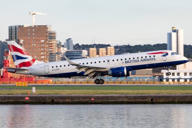 Aircraft And Airline Stock A British Airways Cityflyer Embraer E190 is being seen at London City Airport in London, United Kingdom, on June 10, 2023. London United Kingdom Copyright: xMIxNewsx originalFilename: fletcher-aircraft240610_npRgs