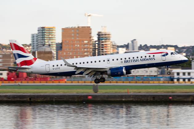 Aircraft And Airline Stock A British Airways Cityflyer Embraer E190 is being seen at London City Airport in London, United Kingdom, on June 10, 2023. London United Kingdom Copyright: xMIxNewsx originalFilename: fletcher-aircraft240610_npzZ8