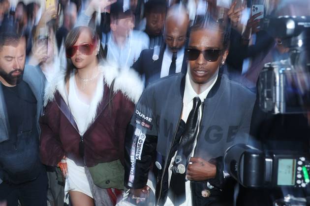 PFW A$AP Rocky s, AMERICAN SABOTAGE, Presented by AWGE Front Row Rihanna and Asap Rocky attending the A$AP Rocky s, AMERICAN SABOTAGE, Presented by AWGE Menswear Spring Summer 2025 show as part of Paris Fashion Week in Paris, France on June 21, 2024. Photo by Jerome Dominé ABACAPRESS.COM Copyright: xDominexJerome ABACAx