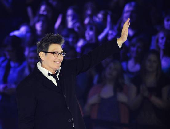 April 21, 2013, Regina, Sk, CAN: k.d. lang waves to the crowed after receiving a Juno for her Canadian Music Hall of Fame induction during the 2013 Juno Awards in Regina on Sunday, April 21, 2013. Regina CAN  - ZUMAc35_ 20130421_zaf_c35_169 Copyright: xDerekxMortensenx