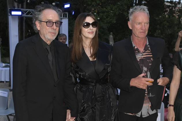 Tim Burton, Monica Bellucci und Sting bei der 64. Verleihung der Globi d Oro 2024 in der Accademia Tedesca di Roma Villa Massimo. Rom, 03.07.2024