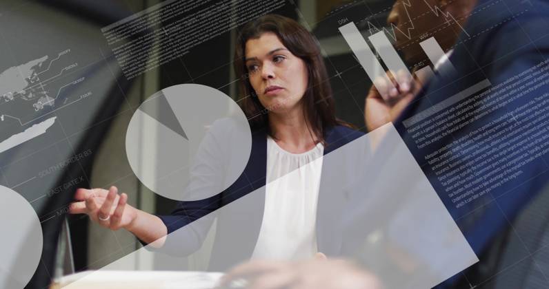 Image of infographic interface over diverse businesswoman discussing report with man in office. Digital composite, business, data, coding, progress, teamwork, laptop, technology and planning. , 15.07.2024, 5172417.jpg , people,digital composite,businesswoman,business,diverse,discussion,report,man,office,infographic interface,data,coding,progress,teamwork,laptop,technology,planning,analysis,corporate,professional,meeting,strategy,communication,collaboration,work,statistics,project,innovation,internet,software,application,diversity,brainstorming,consultation,partnership,multimedia,presentation,chart,graph,development,documentation,computer,modern,network,enterprise,information technology,goals,success,research,decision-making Copyright: xVectorxFusionxArtx