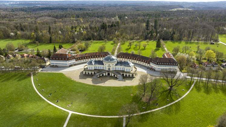 Germany, Baden-Wurttemberg, Stuttgart, Aerial view of Solitude Palace, AMF10015