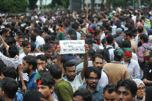 August 3, 2024, Dhaka, Wari, Bangladesh: Anti-Discrimination Student Movement held a rally at Central Shaheed Minar in Dhaka on August 3, 2024, to demand justice for the victims killed in the recent countrywide violence during anti-quota protests. Student leaders rallied Bangladeshis on August 3 for a nationwide civil disobedience campaign as Prime Minister Sheikh Hasina s government weathered a worsening backlash over a deadly police crackdown on protesters. Dhaka Bangladesh - ZUMAr336 20240803_zip_r336_040 Copyright: xHabiburxRahmanx