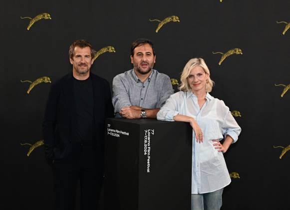 Guillaume Canet And Melanie Laurent At Locarno Film Festival - Switzerland (L to R) Actor, Guillaume Canet, Director, Gianluca Jodice and Actress, Melanie Laurent attend and received the prestigious Excellence Award at the 77th Locarno Film Festival in Locarno, Switzerland on August 7, 2024. The acclaimed actors celebrated their achievements at the event in Switzerland and presented a new film Le Deluge . Photo by Nick Zonna IPA ABACAPRESS.COM Locarno Switzerland  Copyright: xZonnaxNick IPA ABACAx