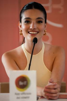 14th Social World Film Festival 2024 in Vico Equense, Italy - 07 Jul 2024 Mariasole Pollio attends a press conference at the 14th Social World Film Festival 2024. Vico Equense Italy Copyright: xAndreaxGulíx xSOPAxImagesx AGULI_SWFF2024(37)