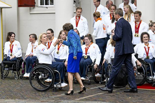 Den Haag, The Netherlands, 2024-09-10 15:46:45 THE HAGUE, 10-09-2024, Noordeinde Palace King Willem Alexander and Princess Margriet of the Netherlands will receive the Dutch medal winners of the 2024 Summer Paralympic Games in Paris at Noordeinde Palace in The Hague on Tuesday afternoon, September 10. PHOTO: NLBeeld Patrick van Emst Credit: NL Beeld Patrick van Emst Copyright: xx x