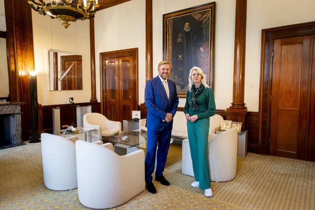 11-09-2024 Palace King Willem-Alexander during a meeting with Mona Keijzer Minister van Volkshuisvesting en Ruimtelijke Ordening at palace Noordeinde in The Hague. Â Copyright: xPPEx
