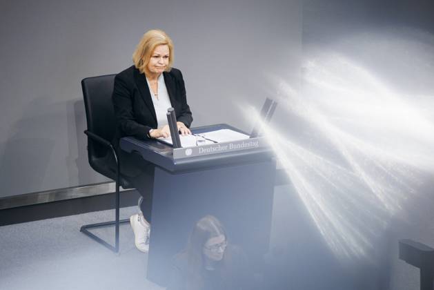 Nancy Faeser (SPD), Bundesministerin fuer Inneres und Heimat, aufgenommen im Rahmen einer Rede zum Thema Innere Sicherheit im Deutschen Bundestag in Berlin, 12.09.2024. Berlin Deutschland