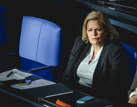 Nancy Faeser, Bundesministerin fuer Inneres und Heimat, waehrend einer Bundestagssitzung in Berlin, 12.09.2024. Berlin Deutschland