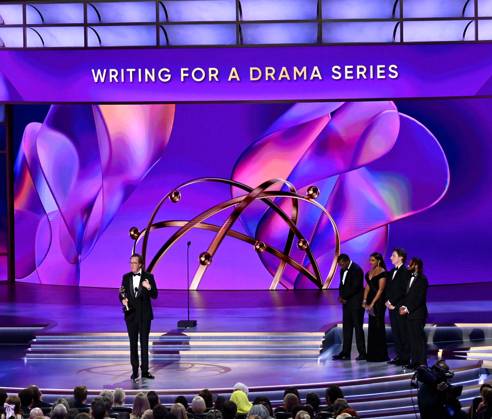 British writer Will Smith accepts the award for Outstanding Writing For A Drama Series award for Slow Horses onstage during the 76th annual Primetime Emmy Awards at the Peacock Theater in Los Angeles on Sunday, September 15, 2024.  LAP2024091592 JIMxRUYMEN