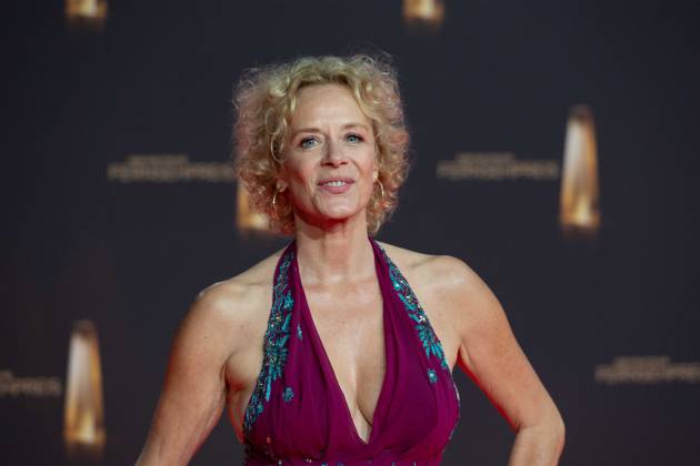Katja RIEMANN, Schauspielerin, Roter Teppich, Red Carpet Show, Ankunft, arrival, Verleihung des Deutschen Fernsehpreises, Der Deutsche Fernsehpreis 2024, Deutscher Fernsehpreis 2024 in den MMC Studios Koeln, am 25.09.2024.