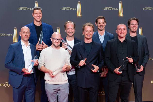 Das Team von FIBA Basketball WM 2023, Preistraeger beste Sportsendung, Verleihung des Deutschen Fernsehpreises, Der Deutsche Fernsehpreis 2024, Deutscher Fernsehpreis 2024 in den MMC Studios Koeln, am 25.09.2024.