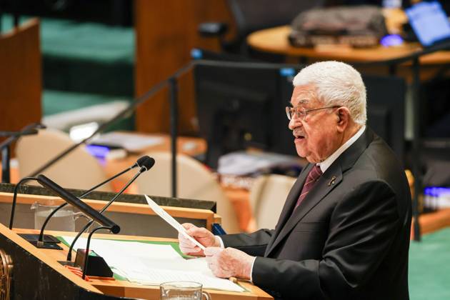 September 26, 2024, New York, New York, USA: MAHMOUD ABBAS, President of the State of Palestine speaks during the third day of the General Debate of the 79th UN General Assembly. New York USA - ZUMAo116 20240926_znp_o116_037 Copyright: xBiancaxOterox