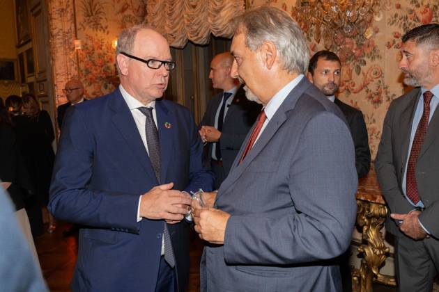 **NO WEB AND NEWSPAPERS ONLY FOR ITALY** International Magna Grecia Award to HSH Albert II of Monaco. In the photo: HSH Albert II of Monaco and Francesco Rocca  Copyright: xRomax xipa-agency.netx xRomax IPA_Agency_IPA50088018