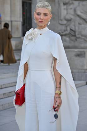 PFW Elie Saab Outside Arrivals Guest arriving at the Elie Saab show during Paris Fashion Week in Paris, France on September 28, 2024. Photo by Julien Reynaud APS-Medias ABACAPRESS.COM Paris France Copyright: xReynaudxJulien APS-Medias ABACAx