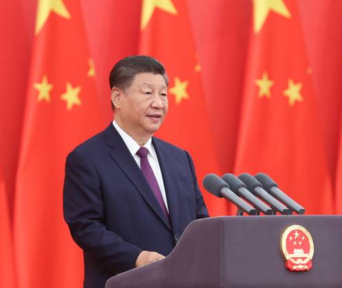 (240929) -- BEIJING, Sept. 29, 2024 -- Chinese President Xi Jinping, also general secretary of the Communist Party of China (CPC) Central Committee and chairman of the Central Military Commission, delivers a speech at a presentation ceremony for national medals and national honorary titles of the People s Republic of China at the Great Hall of the People in Beijing, capital of China, Sept. 29, 2024. Xi presented medals to recipients of national medals and honorary titles at the ceremony. ) CHINA-BEIJING-NATIONAL MEDALS AND HONORARY TITLES-PRESENTATION CEREMONY (CN) JuxPeng 