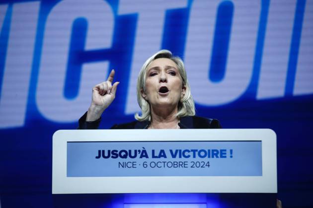 Bilder des Jahres 2024, News 10 Oktober News Themen der Woche KW40 News Bilder des Tages Political return of the Rassemblement National PHOTOPQR NICE MATIN Dylan Meiffret Nice 06 10 2024 Political return of MarineLePen and the Rassemblement National a Nice au Palais Nikaia Marine Le Pen Nice, France, oct 6th 2024 Political return of the Rassembelment National, far right party Nice France  Copyright: xPHOTOPQR NICExMATIN MAXPPPxDylanxMeiffretx 20241006NIM4337 20241006NIM4420