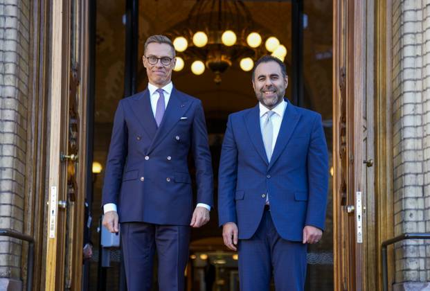The Finnish presidential couple visit Oslo Oslo 20241015. Finnish President Alexander Stubb (l..h) meets Storting President Masud Gharahkhani (left) and the Foreign Affairs and Defense Committee at the Storting. Photo: Heiko Junge NTB Oslo Norway 1052553681st EDITORIAL USE ONLY Ref:_BNC_POL1052553681st.jpg Copyright: xHeikoxJungex xNTBx