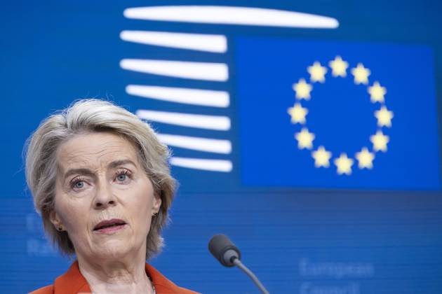 Press Conference After The European Council Summit President of the European Commission Ursula von der Leyen at a joint press conference with President of the European Council Charles Michel President after the end of EU Council summit, the EU leaders meeting at the headquarters of the European Union in Brussels, Belgium on October 17, 2024. The EU leaders adapted the common conclusion, with topics discussed earlier about the war in Ukraine, the conflict in the Middle East, respecting international law and UN chart, in addition to topics related to migration and speeding up the return process, additional measures, the block s economy competitiveness and foreign affairs. Brussels Belgium  Copyright: xNicolasxEconomoux originalFilename: oikonomou-notitle241017_npPzJ.jpg