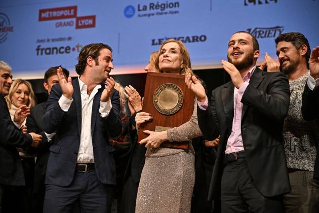 16th Lumiere Film Festival Lumiere Award Ceremony Isabelle Huppert and her sons Angelo and Lorenzo attending the Lumiere Award Ceremony ( Prix Lumiere ) during the 16th Lumiere Film Festival in Lyon, France on October 18, 2024. Photo by Julien Reynaud APS-Medias ABACAPRESS.COM Lyon France  Copyright: xReynaudxJulien APS-Medias ABACAx