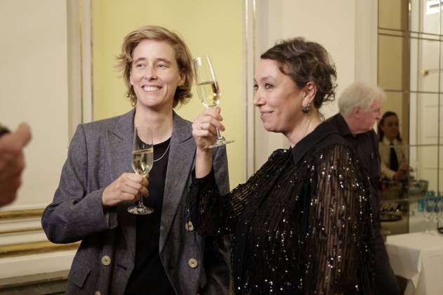 Pia Strietmann und Ursula Strauss bei der 35. Verleihung des Hessischen Film- und Kinopreises 2024 in der Alten Oper. Frankfurt am Main, 18.10.2024