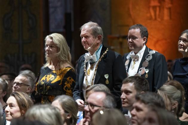 STOCKHOLM, SWEDEN 20241025 Minister of Education Lotta Edholm and Marcus Wallenberg during the Academy of Engineering Sciences IVAs ceremony at Stockholm City Hall on Friday STOCKHOLM SWEDEN x10040x  Copyright: xAndersxWiklund TTx IVAS HÖGTIDSSAMMANKOMST 2024 JvYMWNp4-Qs
