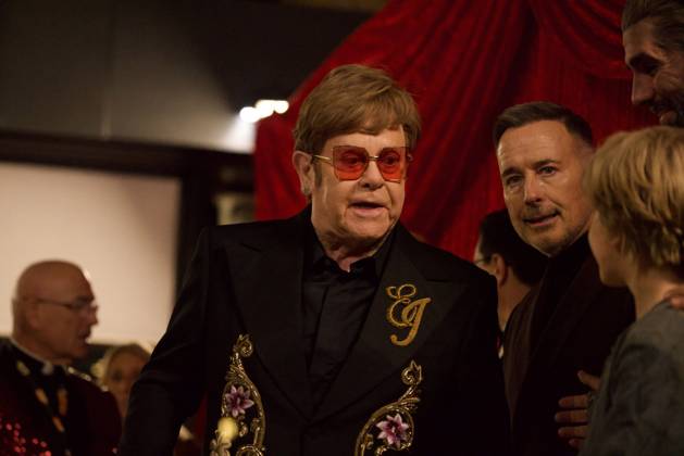 Royal Variety Performance 2024 London, UK. Elton John, David Furnish, Simon Lipkin and Jack Philpott at the Royal Variety Performance 2024. Royal Albert Hall. 22nd November 2024. LMK430-S221124-001 Anfisa Polyushkevych Landmark Media