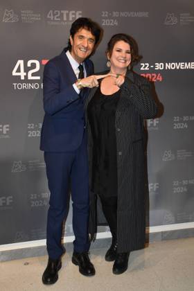 Turin: Turin: 42nd Turin Film Festival. Cinema Massimo. Red Carpet for the award La stella della Mole to Julia Ormond. In the photo: Giulio Base, Julia Ormond Turin  - ZUMAp169 20241127_zea_p169_539 Copyright: xMaurizioxD Avanzox