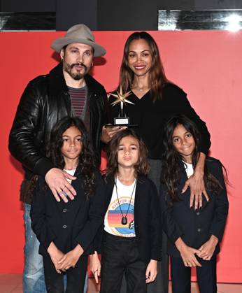 Turin, Italy Zoe Saldana receives the Stella della Mole Award at the National Museum of Cinema In the photo:Zoe Saldana Stella della Mole Award, Marco Perego husband and children  Copyright: xNickxZonnax xipa-agency.netx xNickxZonnax IPA_Agency_IPA52044586