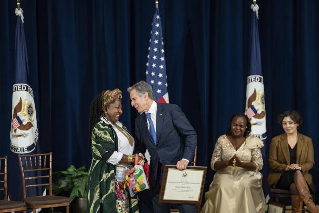 Secretary Of State Antony J. Blinken Will Deliver remarks Secretary™s Human Rights Defender Award Ceremony On December 10, 2024, in Washington, D.C., United States, Secretary of State Antony J. Blinken delivers remarks at the Secretary s Human Rights Defender Award Ceremony at the Department of State. The Secretary is joined by Under Secretary of State for Civilian Security, Democracy, and Human Rights Uzra Zeya and Assistant Secretary of State for Democracy, Human Rights, and Labor Dafna Rand. The award recipients from Azerbaijan, Bolivia, Burma, Colombia, Eswatini, Ghana, Kuwait, and the Kyrgyz Republic demonstrate leadership, courage, and impact in the promotion of human rights. Washington DC United States Copyright: xAndrewxThomasx originalFilename: thomas-notitle241210_npXtn.jpg