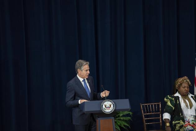 Secretary Of State Antony J. Blinken Will Deliver remarks Secretary™s Human Rights Defender Award Ceremony On December 10, 2024, in Washington, D.C., United States, Secretary of State Antony J. Blinken delivers remarks at the Secretary s Human Rights Defender Award Ceremony at the Department of State. The Secretary is joined by Under Secretary of State for Civilian Security, Democracy, and Human Rights Uzra Zeya and Assistant Secretary of State for Democracy, Human Rights, and Labor Dafna Rand. The award recipients from Azerbaijan, Bolivia, Burma, Colombia, Eswatini, Ghana, Kuwait, and the Kyrgyz Republic demonstrate leadership, courage, and impact in the promotion of human rights. Washington DC United States Copyright: xAndrewxThomasx originalFilename: thomas-notitle241210_npZ2k.jpg