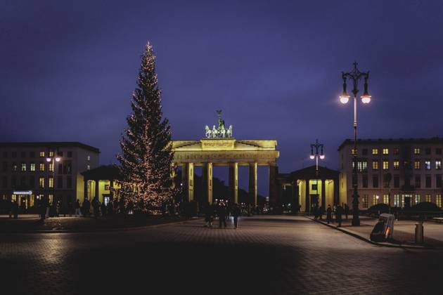 News: Bilder des Jahres 2024, News 12 Dezember News Themen der Woche KW50 News Bilder des Tages Weihnachtsbaum vor dem Brandenburger Tor, aufgenommen in Berlin, 12.12.2024. Berlin Deutschland Copyright: xFlorianxGaertnerx