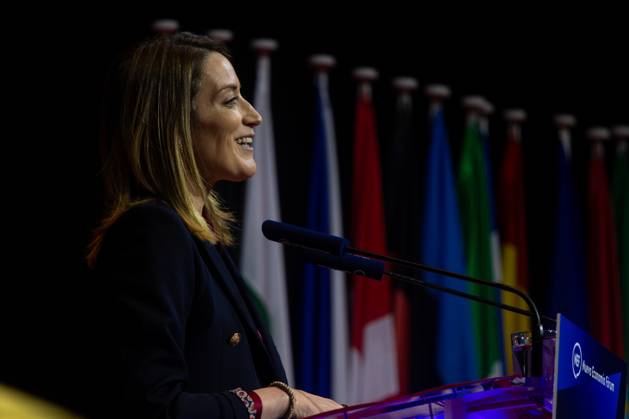 Forum Europa 2024 Award ceremony for Roberta Metsola in Madrid - 13 Dec 2024 Roberta Metsola, President of the European Parliament speaks during the Forum Europa 2024 Award ceremony. Madrid Spain Copyright: xDavidxCanalesx xSOPAxImagesx DCNEFMetzola241211-19