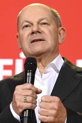 Olaf Scholz bei der Pressekonferenz zum Beschluss des SPD-Wahlprogramms für die Bundestagswahl 2025 im Willy-Brandt-Haus. Berlin, 17.12.2024