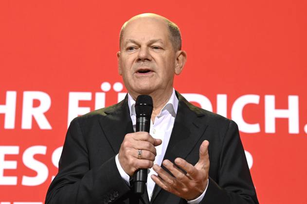 Olaf Scholz bei der Pressekonferenz zum Beschluss des SPD-Wahlprogramms für die Bundestagswahl 2025 im Willy-Brandt-Haus. Berlin, 17.12.2024